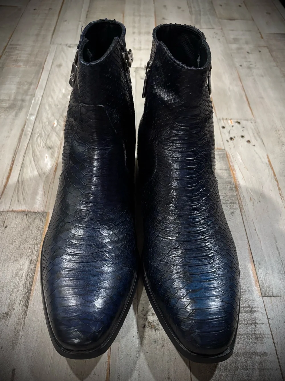 Men's Textured Navy Chukka Italian Boots